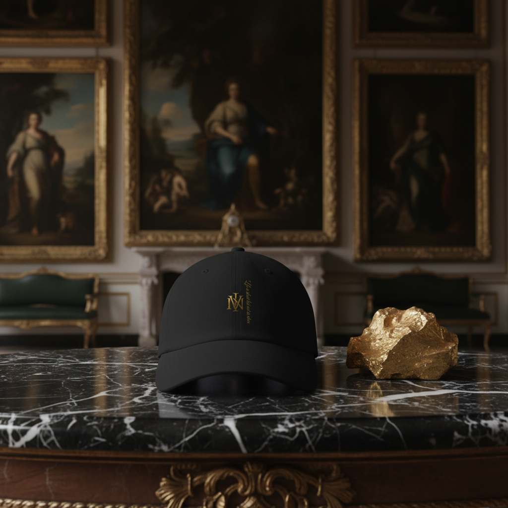 IVN Dad Hat — Black Marble Gold Sculpture